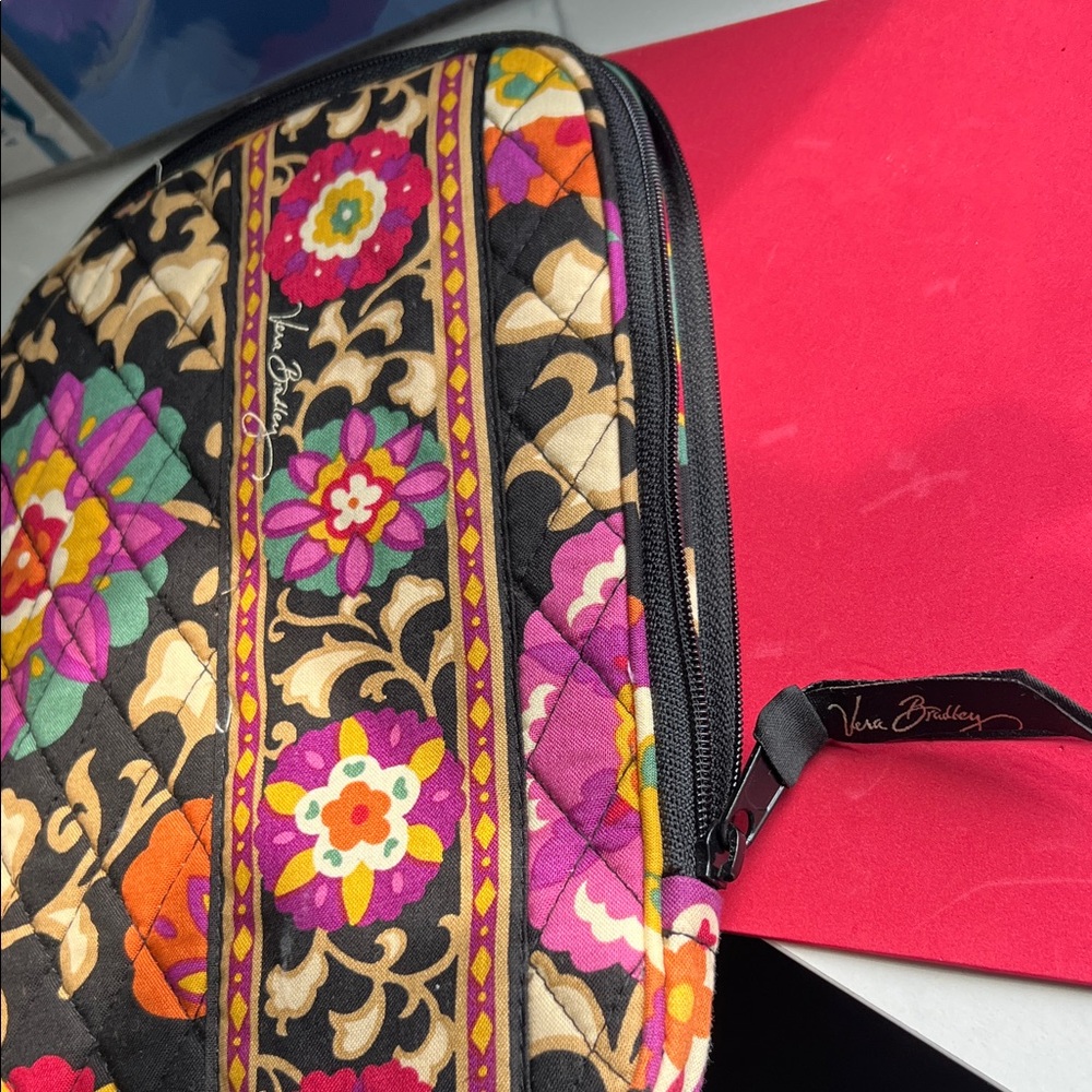 Vera Bradley Quilted Floral Travel Pouch - Black Multi 10x7